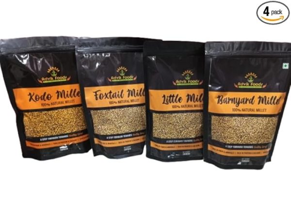Millets Grain Combo -Pack Of 4 -Kodo/Varagu, Foxtail/Thinai, Barnyard/Kuthiravali & Little Millet/Samai (500 * 4 gm)
