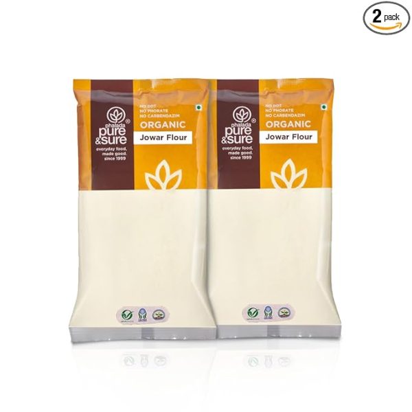 Organic Jowar(Millet) Flour 1Kg | 100% Natural Millet Flour | Sorghum 500gm each (Pack of 2)