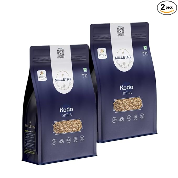 Milletry Grain Combo | Kodo Millet (Kodri) Whole Grain, High Plant Protein & Fiber Millets | 2x750g each