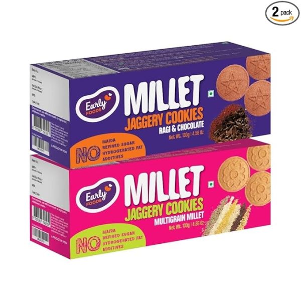 Biscuits Combo Pack-Multigrain Millet & Ragi Choco Jaggery Assorted Cookies (2 X 130)