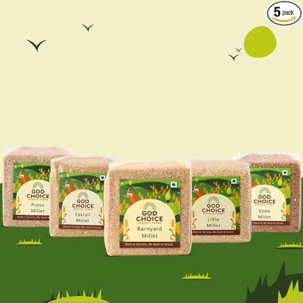 Organic Farms - Millets (2.5KG combo pack of 5) | Unpolished |   | Native seeds | Vacuum packed