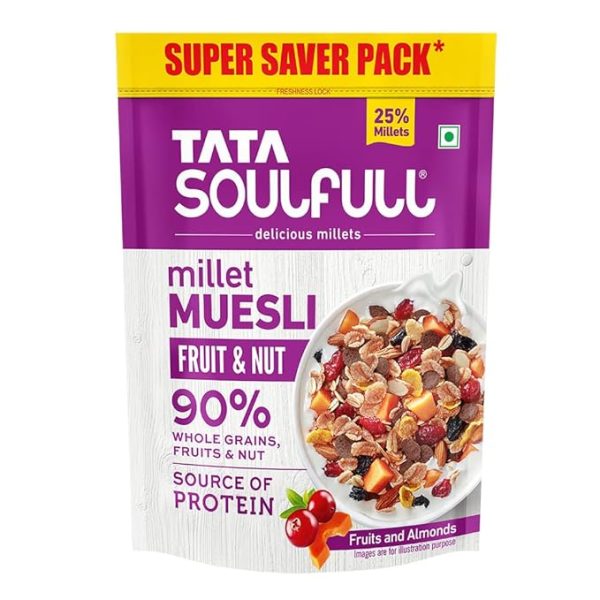 Millet Muesli | Fruit & Nut | With 25% Crunchy Millets | 90% Whole Grains 700 g