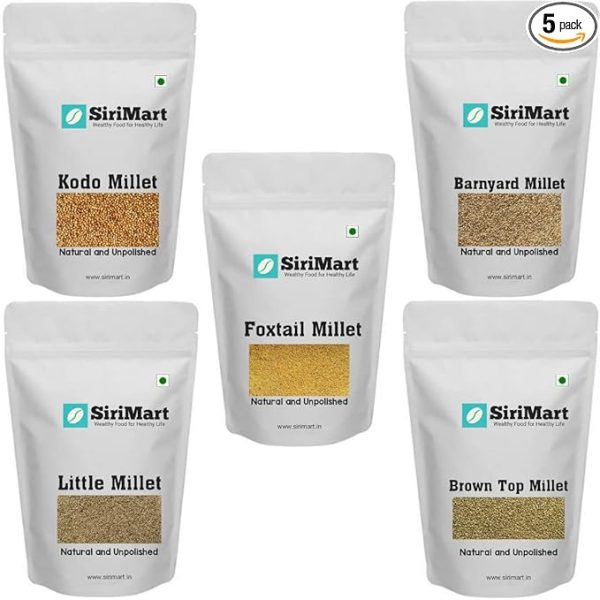Unpolished Millets 5kg Natural Grain Combo Pack of 5
