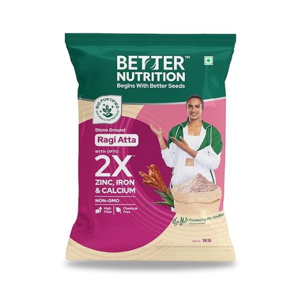 Biofortified Ragi Atta 1kg | Stone Ground Finger Millet Flour | High in Iron, Zinc, Fiber & Calcium