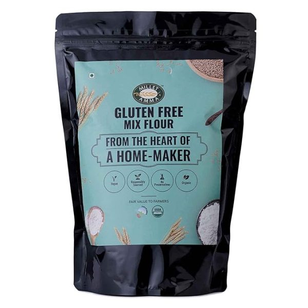 Gluten Free Flour - 1 Kg Pack | Contains Jowar, Bajra, Ragi and Amaranth | Rich in Fiber, Calcium & Phosphorus
