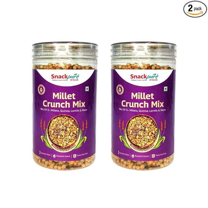 Roasted Millet Crunch Mix | Palm Oil Free | Wholesome Breakfast | Roasted Snack Mix of Millets, Quinoa