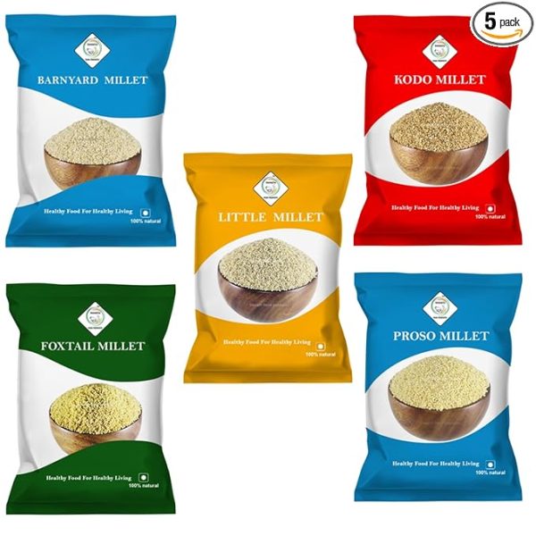 millets combo pack | Whole Grain (combo pack of 5 900-g each )(Foxtail , Kodo, Proso , Little , Barnyard )