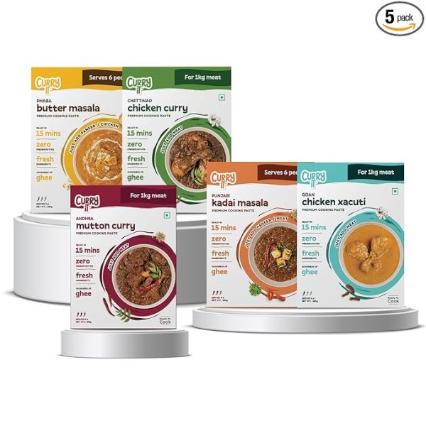 Ready to Cook Chicken Masala Combo (Pack of 5 250g each)|Butter Chicken| Goan Chicken Xacut No Preservatives