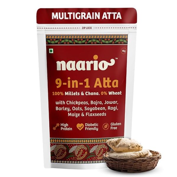 Multigrain Atta 1kg | Millet Mix Aata with Ragi, Jowar, Bajra, Oats, Barley, Soyabean