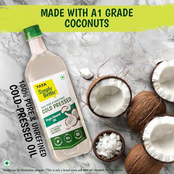 Pure and Unrefined Cold Pressed Virgin Coconut Oil, Naturally Cholesterol Free 1L