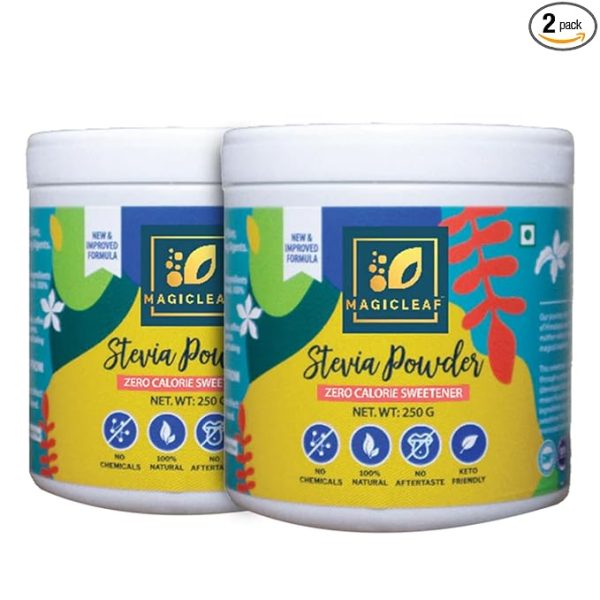 Sugar Free Stevia Powder, 500 gms (Pack of 2, 250 gms Each), 100% Natural Sweetener,  Diabetic Friendly Sugar Substitute