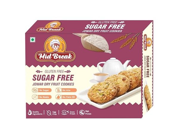 Mid Break Sugar Free Jowar (Sorghum) Millets & Dry Fruit Cookies|Gluten-Free|Ideal For Diabetics 200 Gram