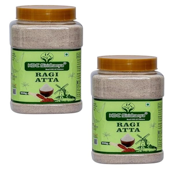 Sprouted Organic Ragi Flour/Finger Millet/Nachni Flour - 900gms | Chemical Free & Pesticides Free (1800, pack2)