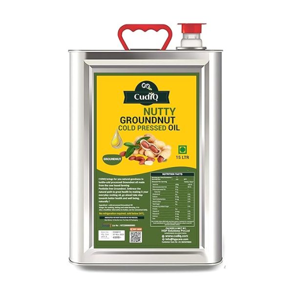 Pure Groundnut Cold Pressed Oil 15 Litre Peanut Oil Wood Pressed | Natural Cooking Oil (15 Litre)