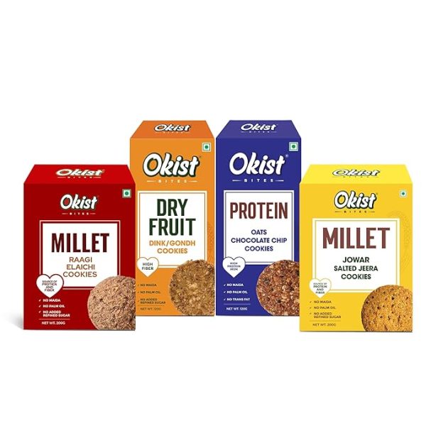 Cookies Combo | Oats Chocolate Chip Cookie | Millet Ragi Elaichi Cookie Pack of 4