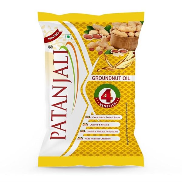 Groundnut Oil, Kacchi Ghani, Virgin, Unrefined, Cold pressed, Edible Oil for Cooking 1L Pouch