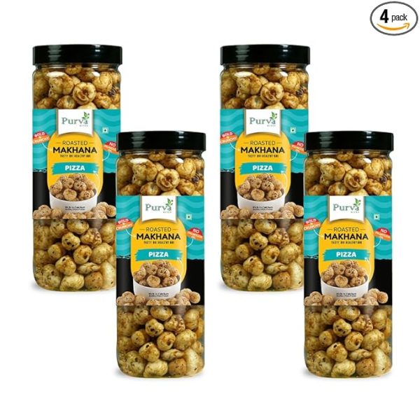 Roasted Pizza Makhana Crunchy Makhana | Lotus Seeds/Phool Makhana  Calcium(Pack of 4)
