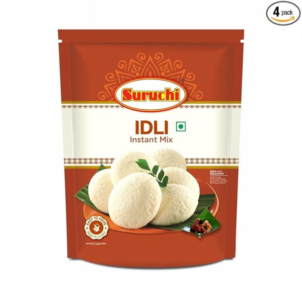 Instant Idli Mix (500g x Pack of 4) | Rava Idli Mix (Makes 40 Per Pack)  | Instant Ready to Cook Breakfast Mix