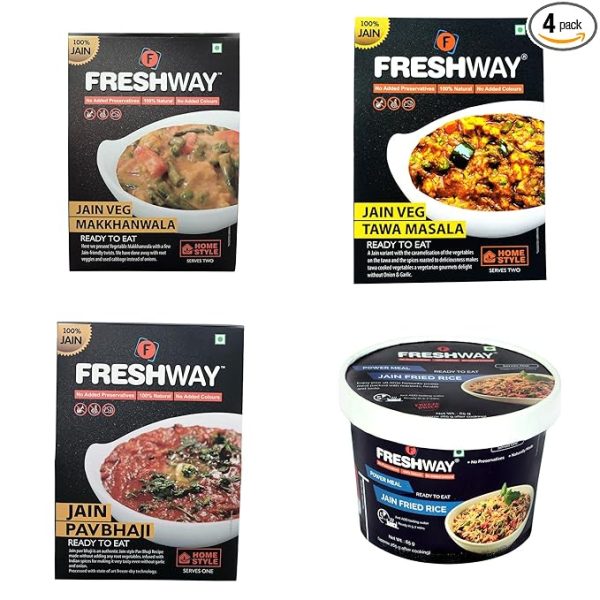 Freshway Ready to Eat | Combo Jain Fried Rice, Tawa Masala, Veg Makhanwala, Pavbhaji