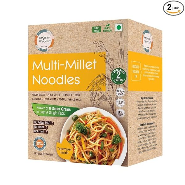 Multi Millet Vegan Noodles | 384 Gm(Contains 2 Packs)| No Maida, Msg or Refined Oil
