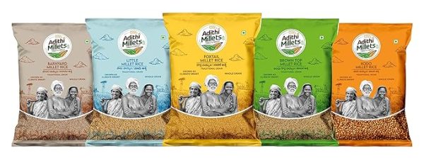 Millets combo whole grains organic pack unpolished 2.5Kg Pack of 5