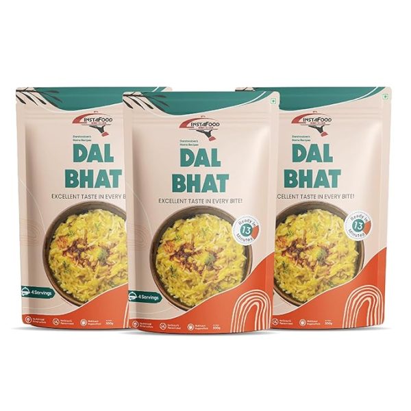 Dal Rice (Jain) | Ready to Eat Meal | Ready to Cook | 3-4 Servings Each |(Each 200g) Pack of 3