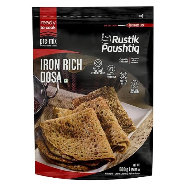 Iron Rich Dosa 500gm (Single Pack)| Ready to Cook Food | Natural Ingredient | No-Added Colors and Preservatives