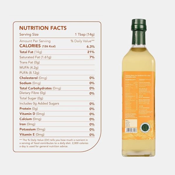 Wood Pressed Sunflower Oil 1L Glass Bottle