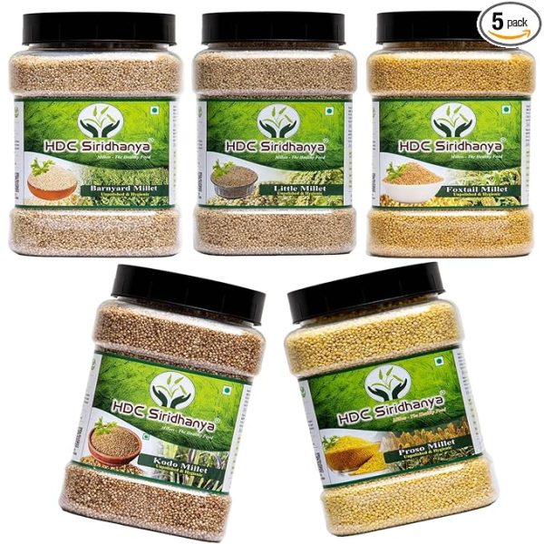 Unpolished And Organic Millets Combo Pack Of 5