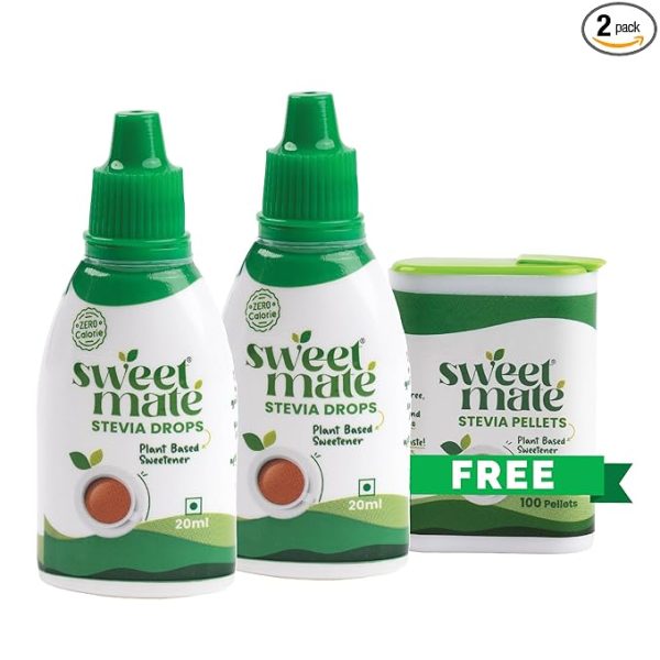 Stevia Tablet Pack Free (100 Tabs.) with 40ml Stevia Drops (800 Drop) - Zero Calorie